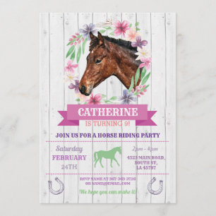 Invitación Fiesta de equitación Pony Pony Cumpleaños
