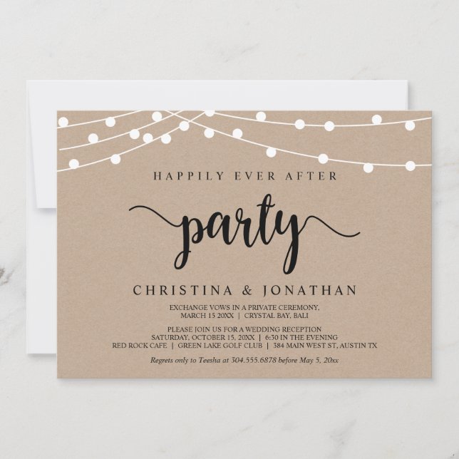 Invitación fiesta de Érase una vez, Elopement de Luces de Cad (Anverso)