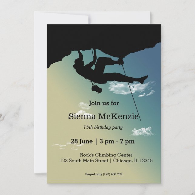 Invitación Fiesta de escalada de rock (Anverso)