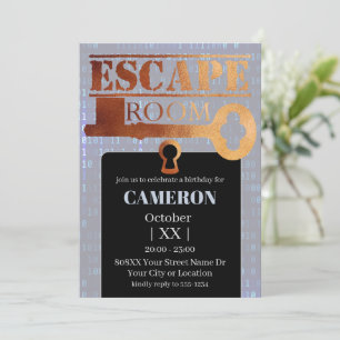 Invitación Fiesta de Escape Room Código Binario de Cerradura 