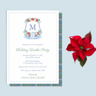 Invitación Fiesta de Escudos de Navidades Rojos Refinados