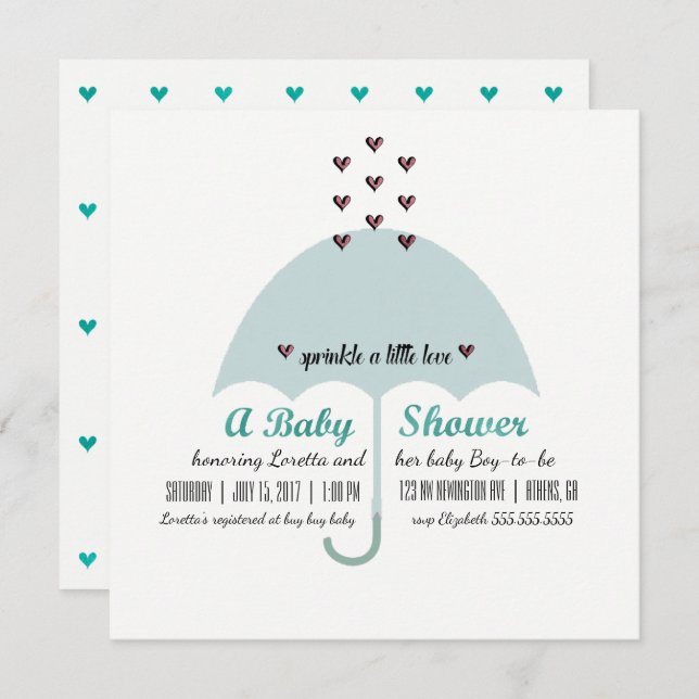 Invitación Fiesta De Espolvorín De Baby Shower Azul Y Rosa (Anverso / Reverso)