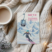 Fiesta de esquí con acuarela