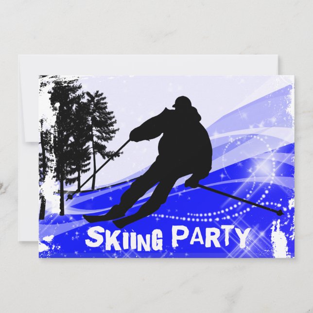 Invitación Fiesta de esquí de descenso (Anverso)