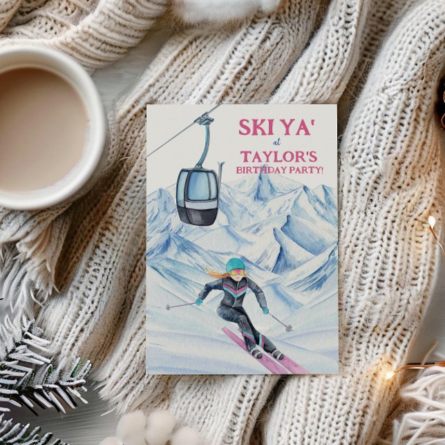 Invitación Fiesta de esquí en acuarela (Subido por el creador)