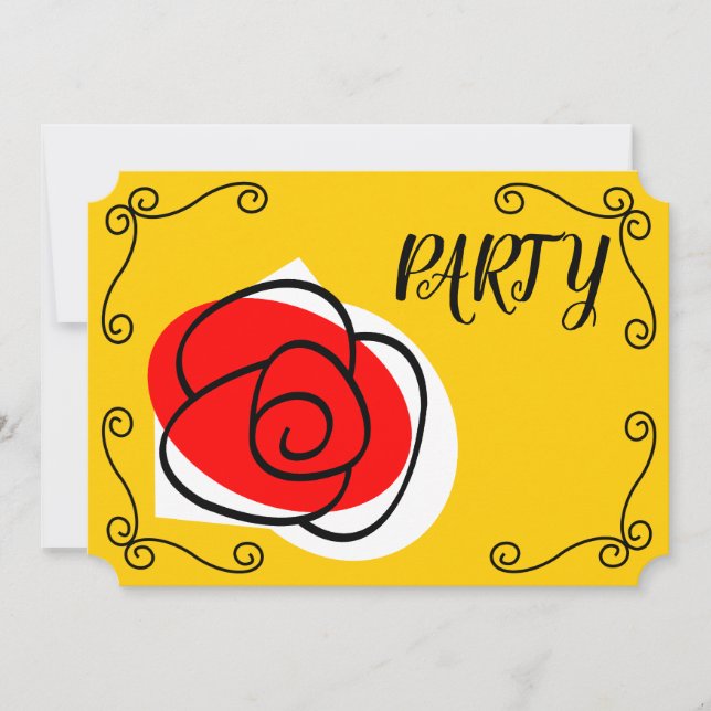 Invitación Fiesta de esquinas de Rosa en español horizontal (Anverso)
