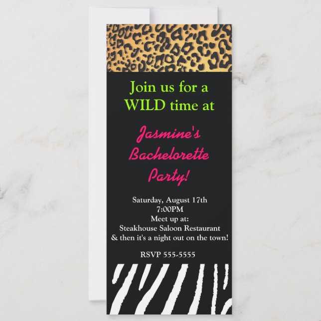 Invitación Fiesta de estampado de animales mixtos Cheetah Ceb (Anverso)