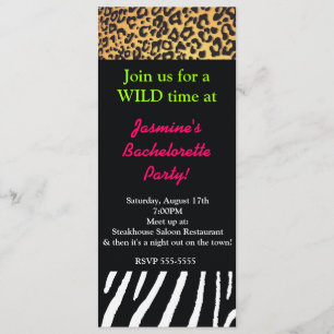 Invitación Fiesta de estampado de animales mixtos Cheetah Ceb