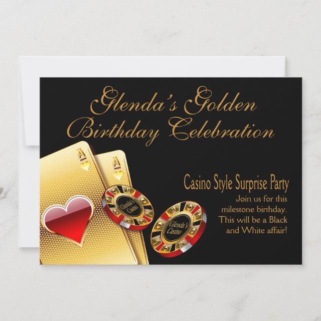 Invitación Fiesta de estilo casino PREGÚNTAME PARA PONER NOMB (Anverso)