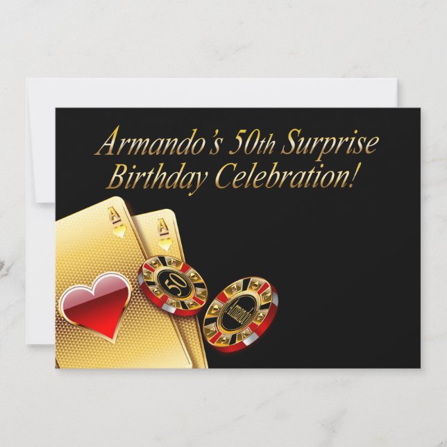 Invitación Fiesta de estilo casino PREGÚNTAME PARA PONER NOMB (Anverso)