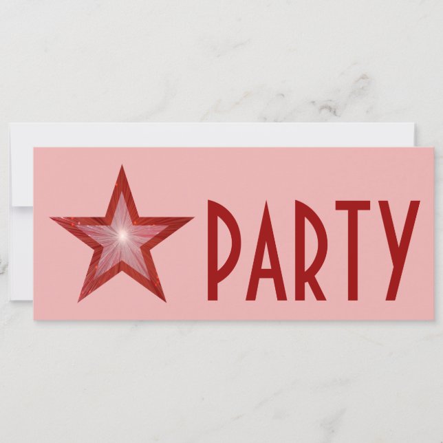 Invitación 'FIESTA' de Estrella Roja de largo (Anverso)