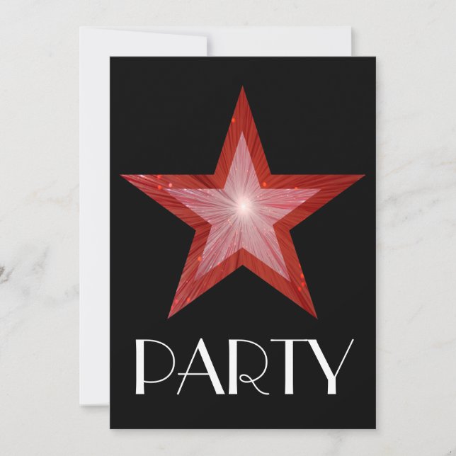 Invitación 'Fiesta' de Estrella Roja negra (Anverso)