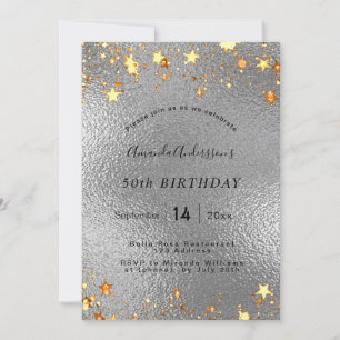 Invitación Fiesta de estrellas de oro de plata de cumpleaños
