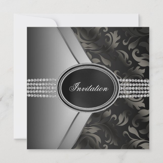 Invitación Fiesta de etiqueta Black Diamond (Anverso)