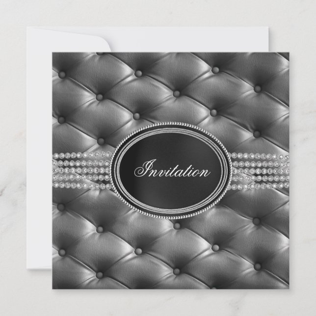 Invitación Fiesta de etiqueta de diamante negro (Anverso)
