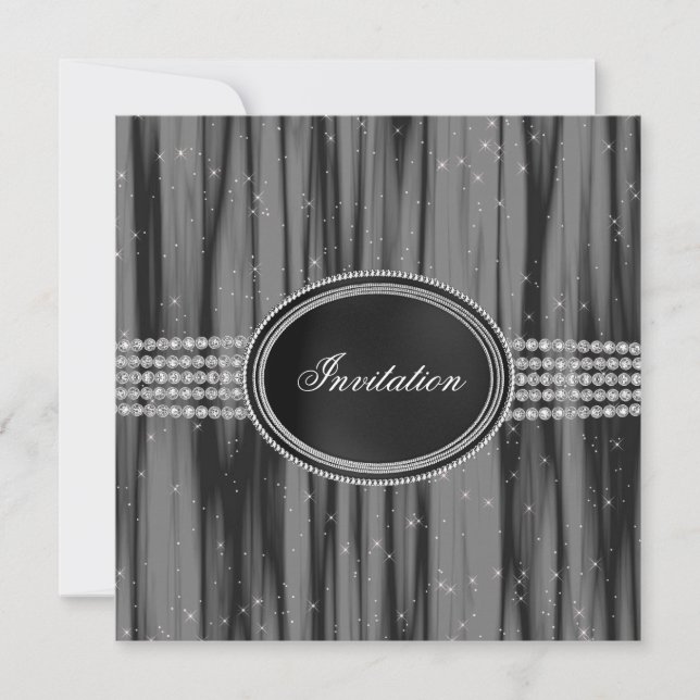 Invitación Fiesta de etiqueta de diamante negro (Anverso)