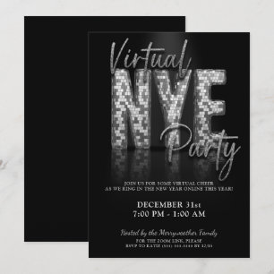 Invitación Fiesta de Eve Años Nuevos Virtuales de Silver Spar