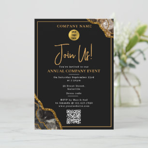 Invitación Fiesta de evento corporativo anual negro dorado