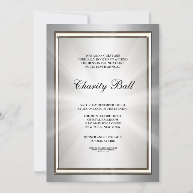 Invitación Fiesta de evento corporativo plata (Anverso)