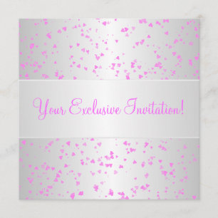 Invitación Fiesta de eventos de confetti de corazones blancos