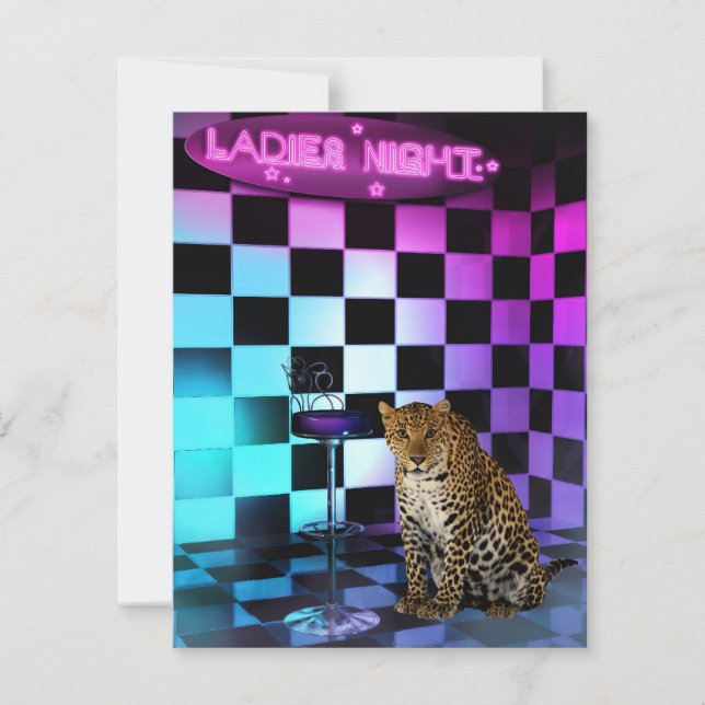 Invitación Fiesta de eventos Ladies Night Club Leopard (Anverso)