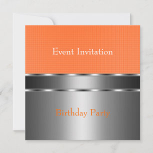 Invitación Fiesta de eventos Silver Naranja Check