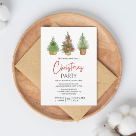 Invitación Fiesta de familia de tres mini árboles de Navidad