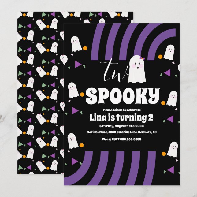 Invitación Fiesta de fantasmas de Halloween con dos letras ge (Anverso / Reverso)