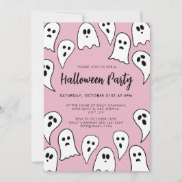 Invitación Fiesta de fantasmas de Halloween rosa 