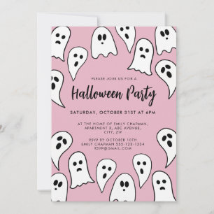 Invitación Fiesta de fantasmas de Halloween rosa 
