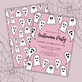 Invitación Fiesta de fantasmas de Halloween rosa 