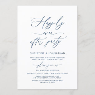 Invitación Fiesta de Felices para Siempre, Azul Marino, Huida