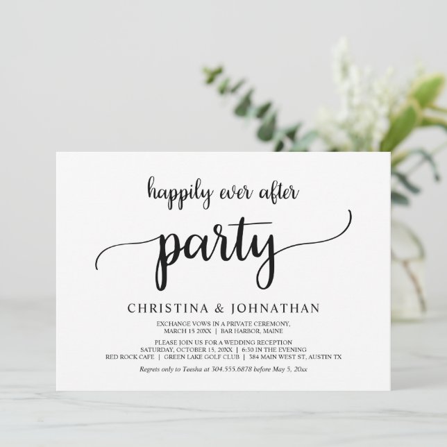 Invitación Fiesta de Felices para Siempre, Boda Rústica de El (Anverso de pie)
