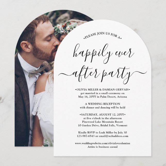 Invitación Fiesta de Felices para Siempre Celebración de Boda (Anverso / Reverso)