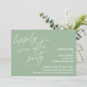 Invitación Fiesta de Felices para Siempre Verde Sage Recepció