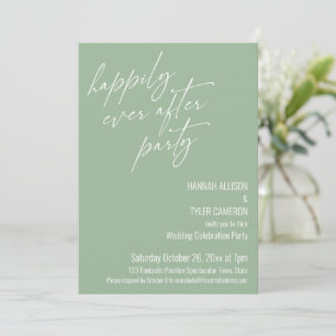 Invitación Fiesta de Felices para Siempre Verde Sage Recepció