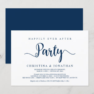 Invitación fiesta de feliz para siempre, azul marino, fuga se