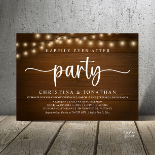 Invitación fiesta de feliz para siempre, boda rústica