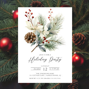 Invitación Fiesta de feriado botánico de invierno de Pine Bra