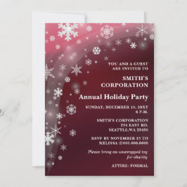 Invitación Fiesta de feriado corporativo de copos de nieve ro