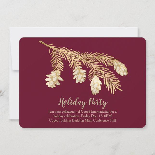 Invitación Fiesta de feriado corporativo de Winter Pine (Anverso)