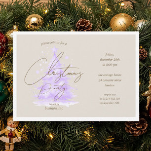 Invitación Fiesta de feriado de árbol de Navidad púrpura corp