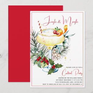 Invitación Fiesta de feriado de cócteles de Jingle y Mingle