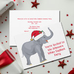 Invitación Fiesta de feriado de elefantes blancos lindo Navid<br><div class="desc">Nuestro fiesta anual de elefantes blancos es mi parte favorita de los Navidades. Personalice esta invitación personalizado de vacaciones con sus propios detalles de gala en la parte trasera. Un elefante divertido y alegre lleva un gorra rojo de Santa Claus delante.</div>