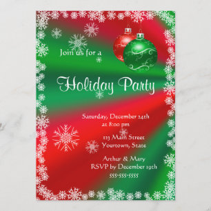 Invitación Fiesta de feriado de feriado en rojo y verde