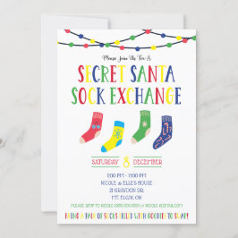 Invitación Fiesta de feriado de intercambio secreto de sock d