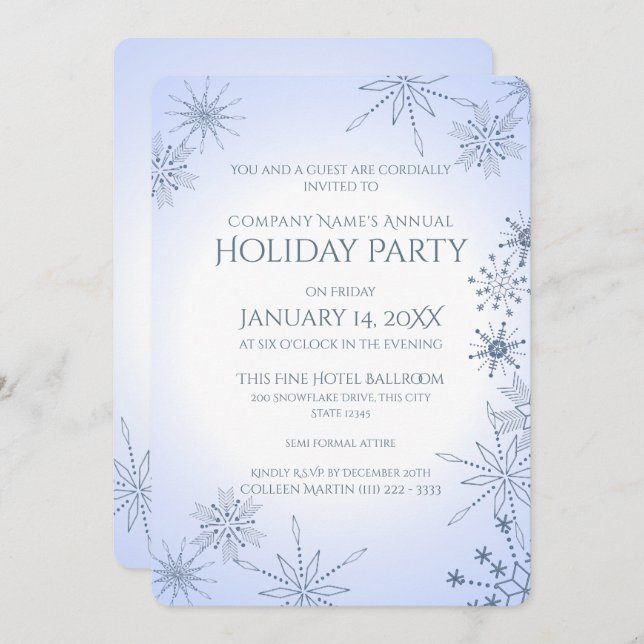 Invitación Fiesta de feriado de invierno con copas de nieve (Anverso / Reverso)