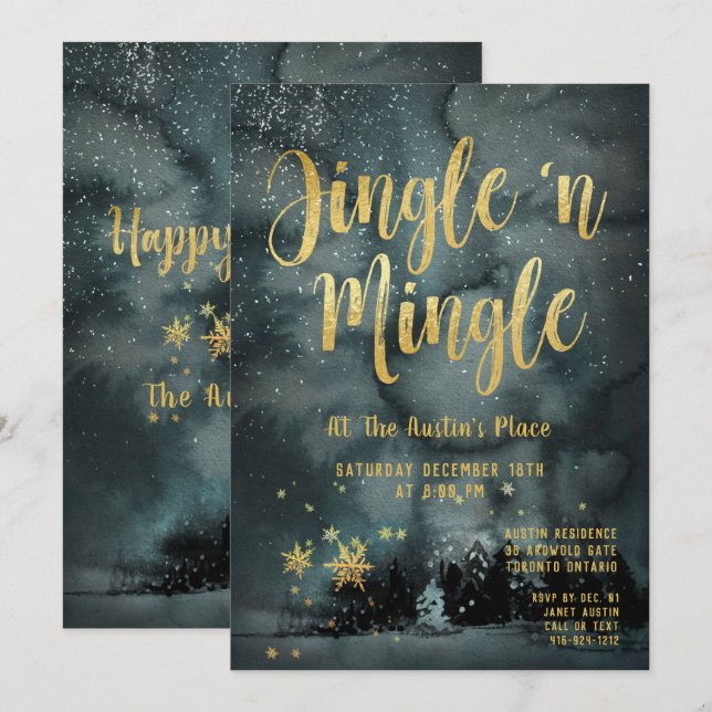 Invitación Fiesta de feriado de invierno de Woodland Jingle M (Anverso / Reverso)