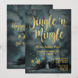Invitación Fiesta de feriado de invierno de Woodland Jingle M