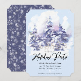 Invitación Fiesta de feriado de invierno del bosque de Woodla